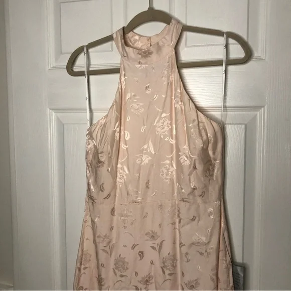 Lulu’s Red Carpet Ready Floral Satin Jacquard Halter Dress - Picture 6 of 16